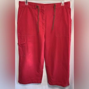 Lauren Ralph Lauren Women’s Pink Great Plains Briar Capris Pants Leather Accents
